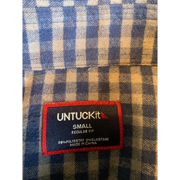 UNTUCKit Shirt Mens Navy Blue Gray Flannel Long Sleeve Button Down Size S - Picture 4 of 10